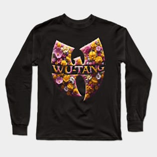 Wutang logo text  Flowers effect Long Sleeve T-Shirt